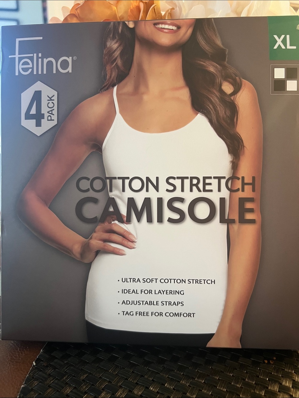 New in box 4 Pack Felina White Cotton Stretch Camisole - Women's XL